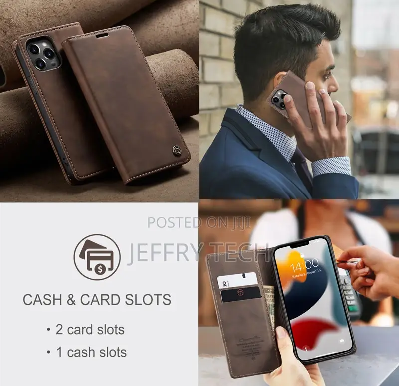 iPhone 13 Pro Max Retro Flip Leather Wallet Case Coffee