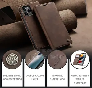iPhone 13 Pro Max Retro Flip Leather Wallet Case Coffee