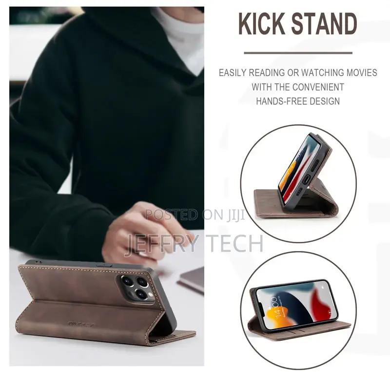 iPhone 13 Pro Max Retro Flip Leather Wallet Case Coffee