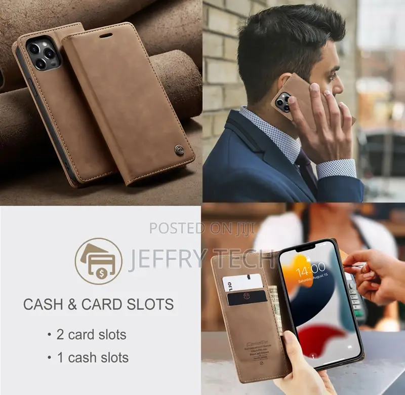 iPhone 13 Pro Max Retro Flip Leather Wallet Case Brown