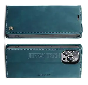 iPhone 13 Pro Max Retro Flip Leather Wallet Case Blue