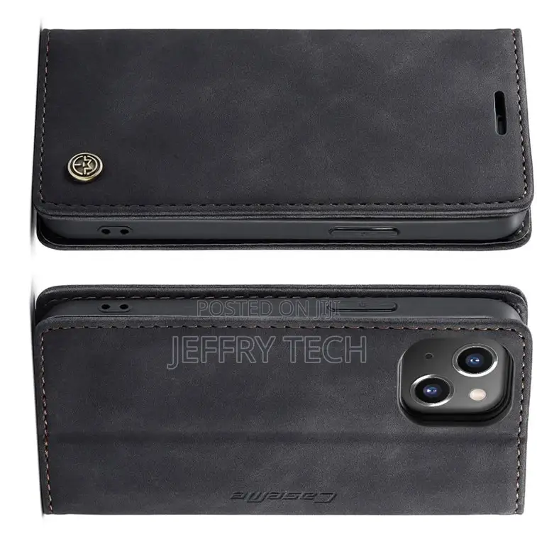 iPhone 13 Mini Retro Flip Leather Wallet Case Black