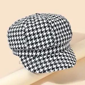 Ladies Checked Newsboys Cap / Hat
