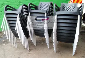 Black Plastic Chair With Strong Metal Legs