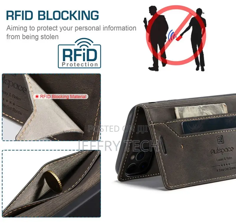 iPhone 11 Pro Max RFID Blocking Retro Flip Leather Coffee