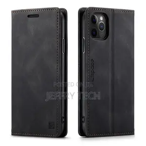 iPhone 11 Pro Max RFID Flip Leather Wallet Black