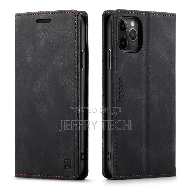 iPhone 11 Pro Max RFID Flip Leather Wallet Black
