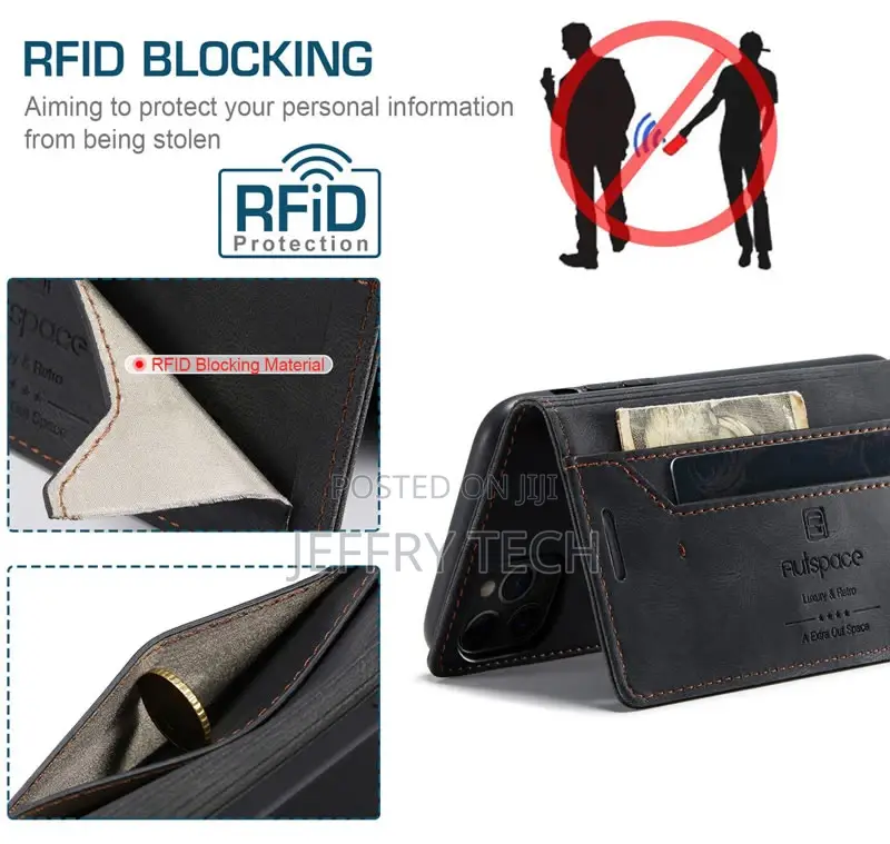 iPhone 11 Pro Max RFID Flip Leather Wallet Black