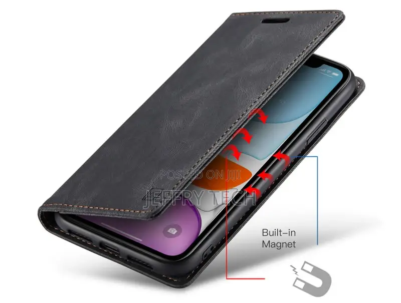 iPhone 11 Pro Max RFID Flip Leather Wallet Black