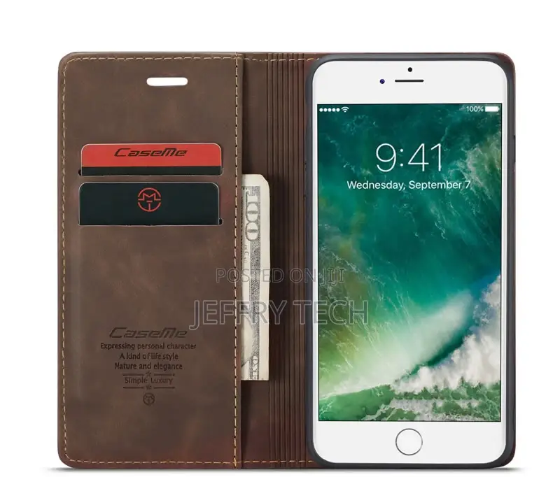 iPhone 8 Plus Retro Matte Soft Flip Leather Wallet Coffee