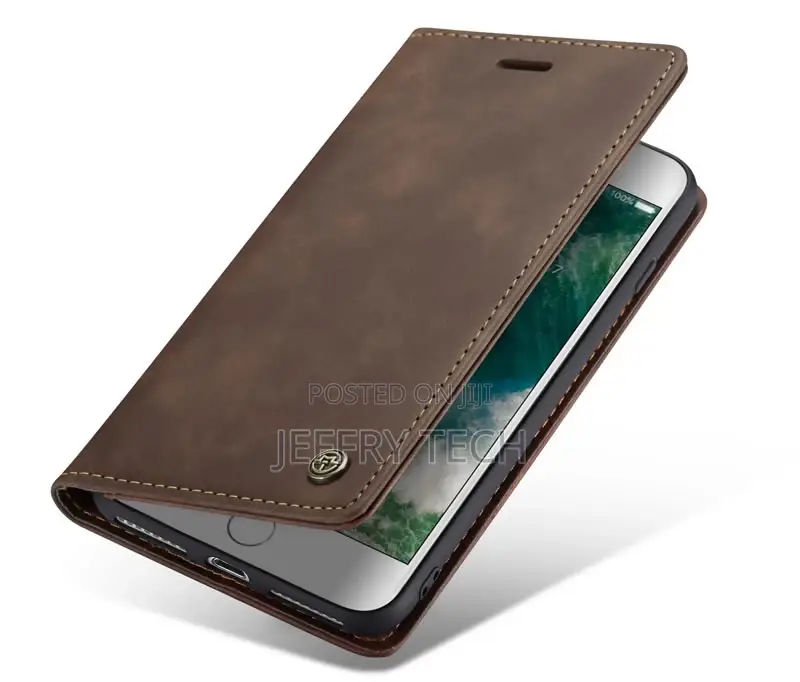 iPhone 8 Plus Retro Matte Soft Flip Leather Wallet Coffee
