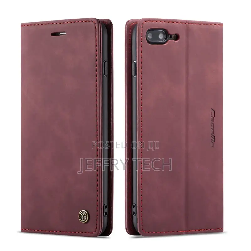iPhone 8 Plus Anti-Fall Retro Leather Wallet Case Red