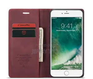 iPhone 8 Plus Anti-Fall Retro Leather Wallet Case Red