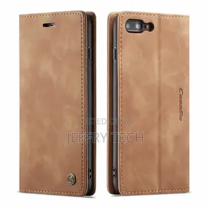 iPhone 8 Plus Anti-Fall Retro Leather Wallet Case Brown