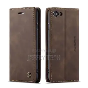 iPhone 8 Retro Matte Soft Flip Leather Wallet Case Coffee