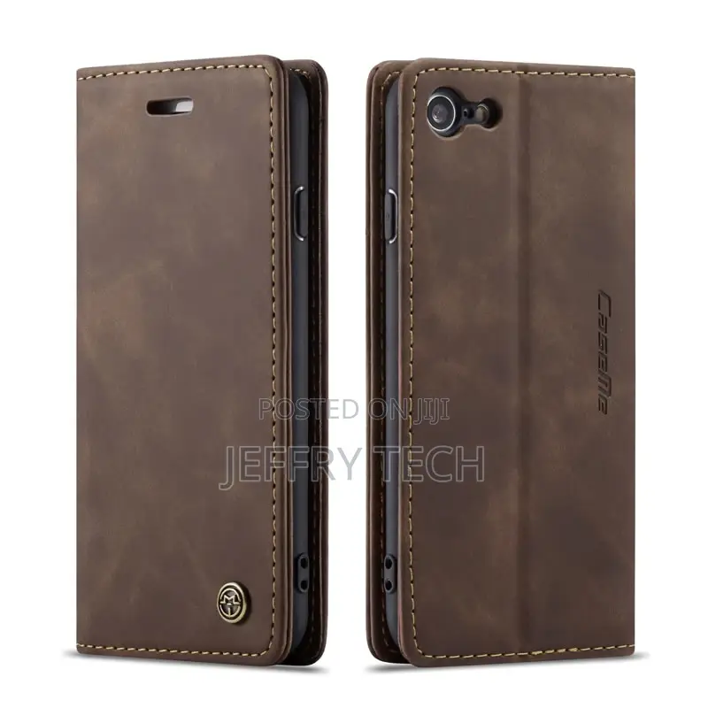 iPhone 8 Retro Matte Soft Flip Leather Wallet Case Coffee