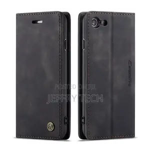 iPhone 8 Retro Matte Soft Flip Leather Wallet Case Black