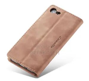 iPhone SE 2020 Texture Soft PU Leather Wallet Case Brown