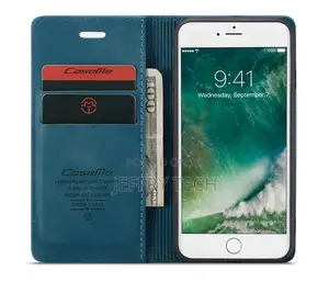 iPhone SE 2020 Vintage Style Matte Leather Wallet Case Blue