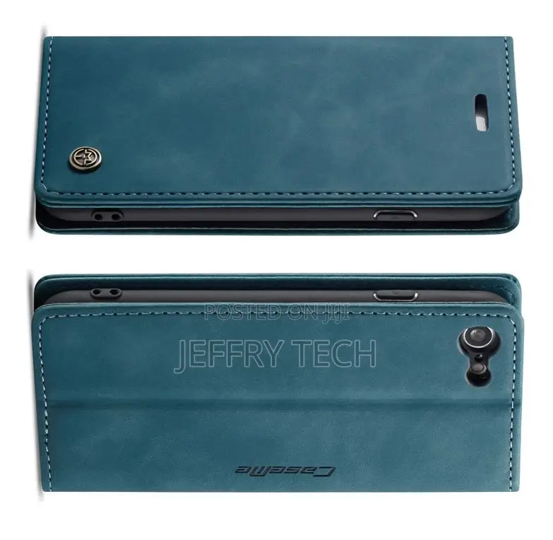 iPhone SE 2020 Vintage Style Matte Leather Wallet Case Blue