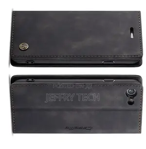 iPhone SE 2020 Vintage Style Leather Wallet Case Black