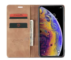 iPhone X Retro Matte Soft Flip Leather Wallet Case Brown