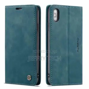 iPhone X Retro Matte Soft Flip Leather Wallet Case Blue