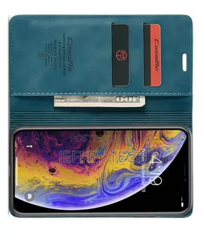 iPhone X Retro Matte Soft Flip Leather Wallet Case Blue