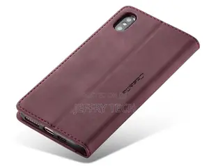 iPhone XS Max Retro Flip Leather Wallet Case Red