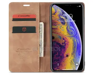iPhone XS Max Retro Flip Leather Wallet Case Brown