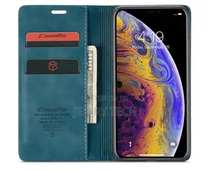 iPhone XS Max Retro Flip Leather Wallet Case Blue