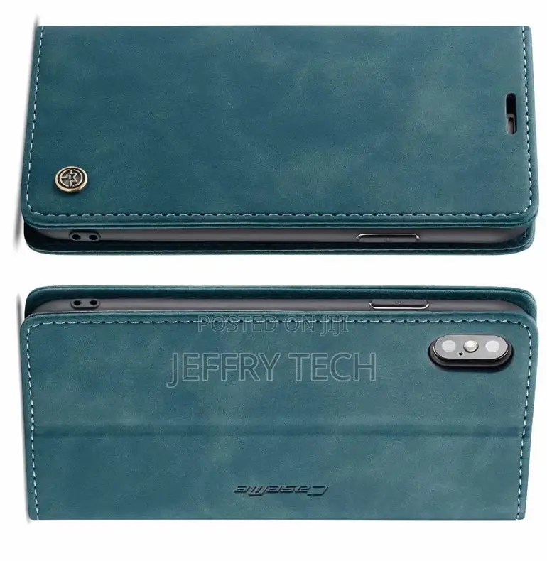 iPhone XS Max Retro Flip Leather Wallet Case Blue