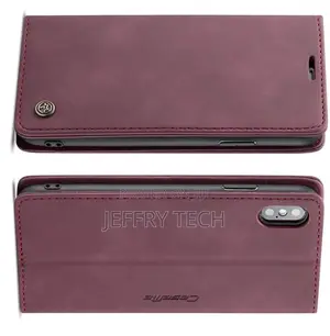 iPhone XS Retro Matte Soft Flip Leather Wallet Case Red