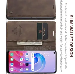 OPPO A96 4G Retro Flip Leather Wallet Case Coffee