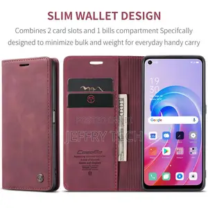 OPPO A96 4G Retro Flip Leather Wallet Case Red