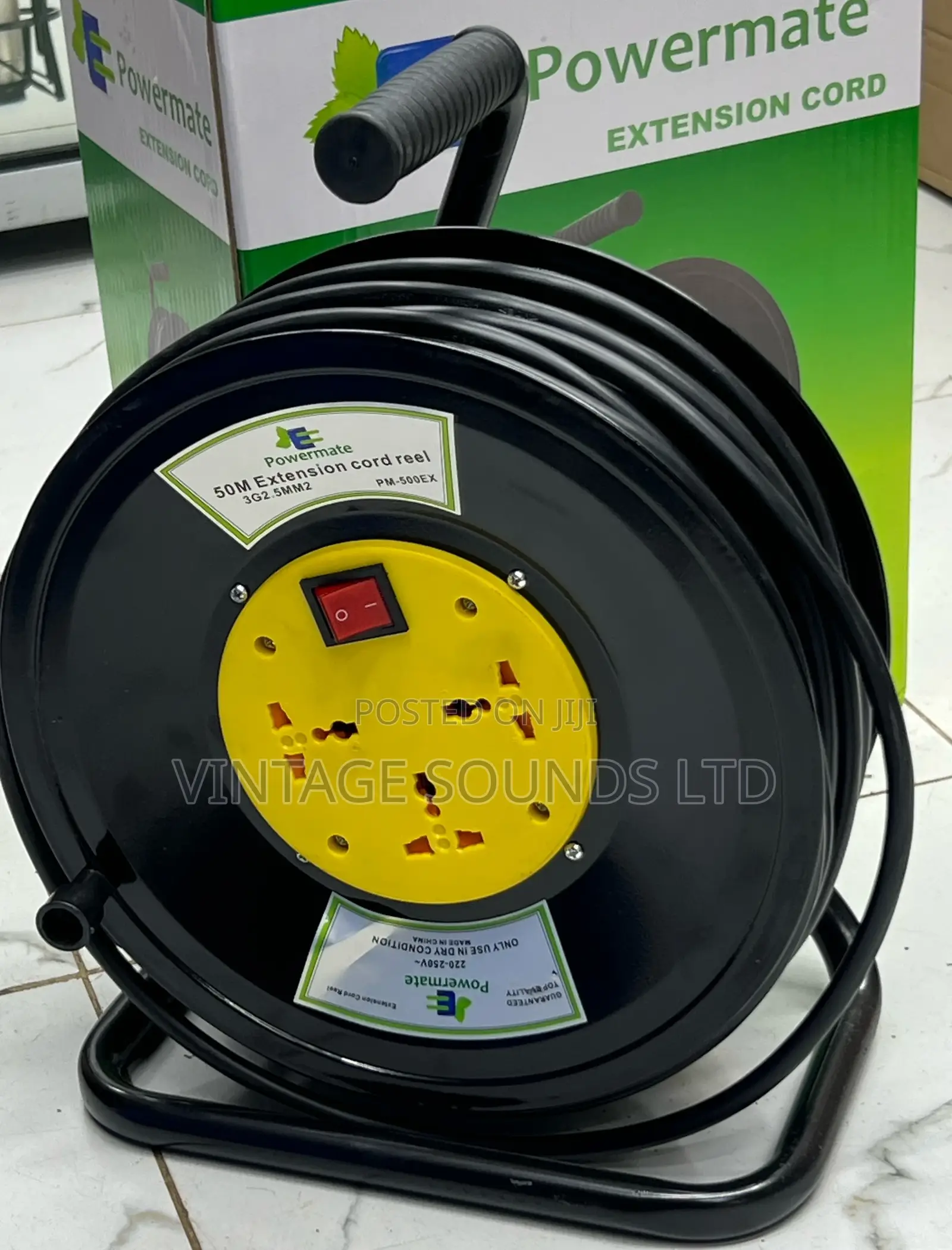 50M 2.5metre Reel Extension Cable 3 Socket