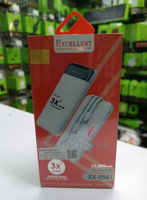 12000mah Excellent Power Bank,Fast Charging With 3 Cables