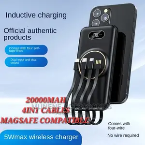 WIRELESS 20000mah iPhone Magsaf Samsung Powerbank 4 Cables