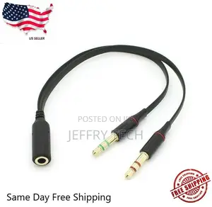 3.5mm Audio Mic Y Splitter Cable Headphone Adapter Female To