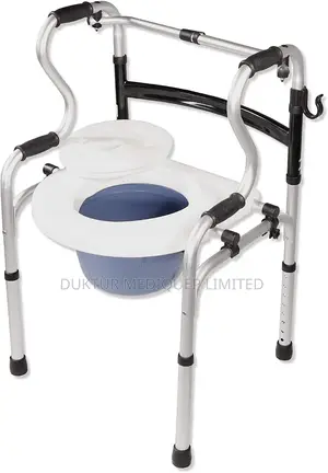 Folding 5-in-1 Bathroom Mobility Aid Commode Walking Frame
