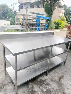 Stainless Steel Working Table With Shelves Full Length)"