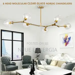 Nordic Molecular Clear Glass 6 Head Chandeliers
