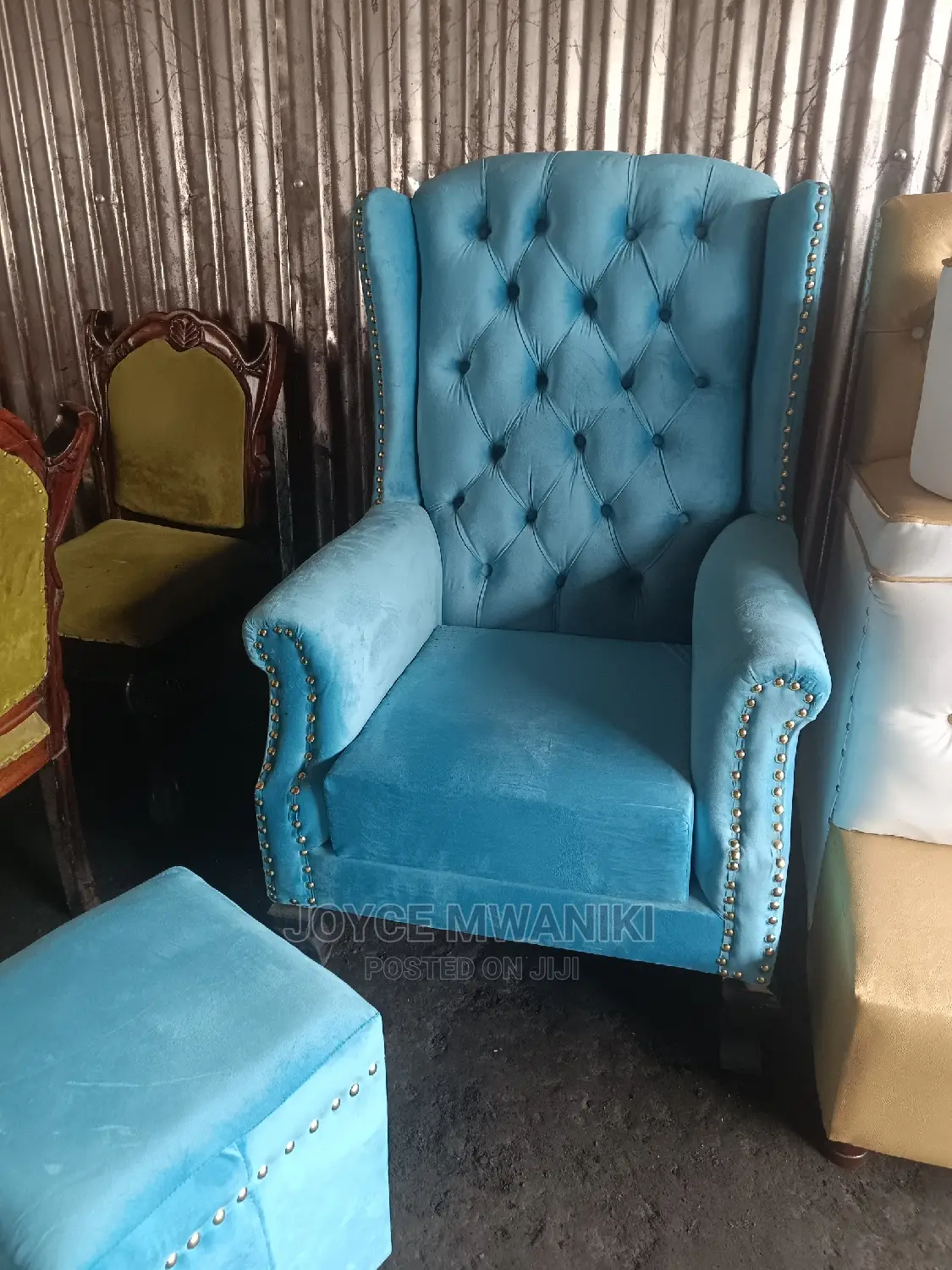 Wing Chair Sky Blue in Colour.