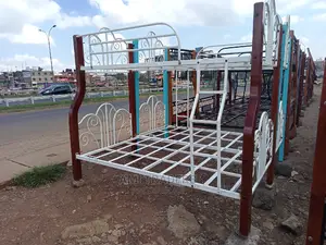 Mahogany Metalwood White Double Bed