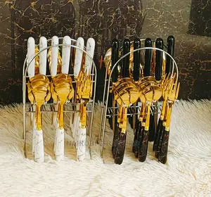 Marble Cutlery Set With Silver Stand