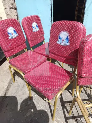 Church Chairs With Logo Red in Colour