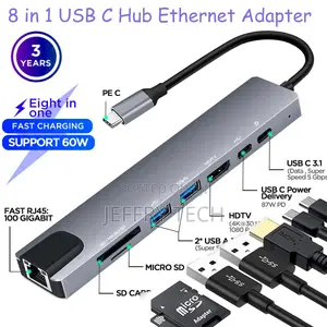 8-in-1 USB-C Hub Adapter Type-C Hub HDMI for Macbook Pro/Air