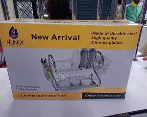Nunix 2 Tier Dish Rack Stainless Steel, With Drain Board