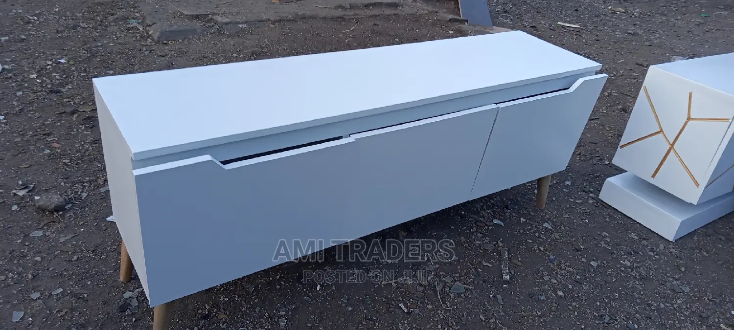 White TV Stand With LED Lights (6FT)