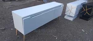 6" White TV Stand With LED Lights